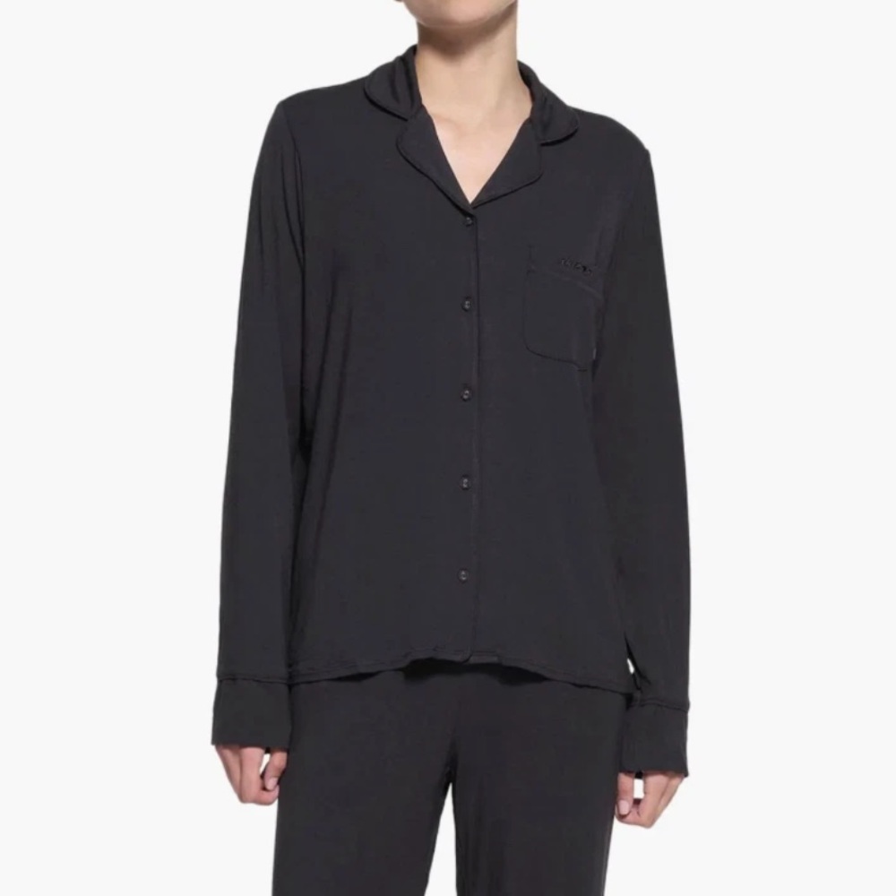 SKIMS Black pajama Button-Up Top Large